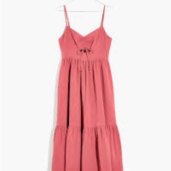 Madewell Ruched Keyhole Tiered Midi Dress Size 0 in Vintage Quartz - Picture 4 of 4